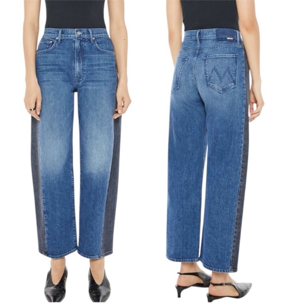 NWT Mother Superior The Half-Pipe Flood Jean Sz 30 in Black And‎ Blue
